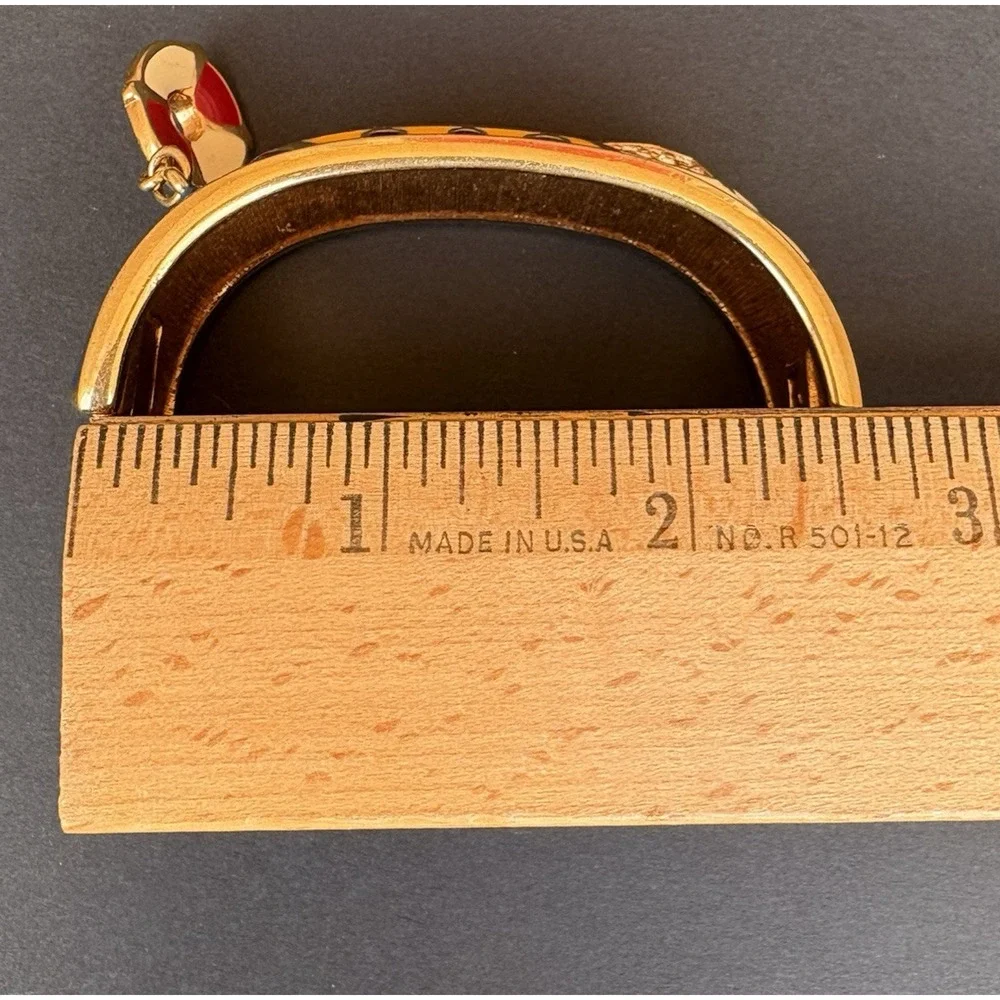 Swarovski Crystal Bracelet Wide Hinged Gold Tone Enamel Charm Cuff Nautical‎ - Picture 10 of 10